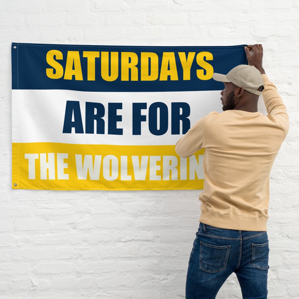 Large   Michigan Banner, Saturdays are for the Wolverines Tapestry, Dorm, Tailgate Flag