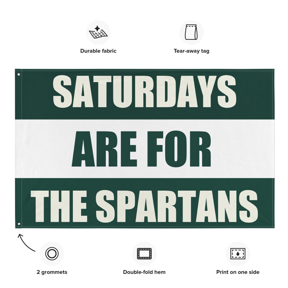 Large State Banner, Saturdays are for the Spartans Tapestry, Dorm, Tailgate Flag