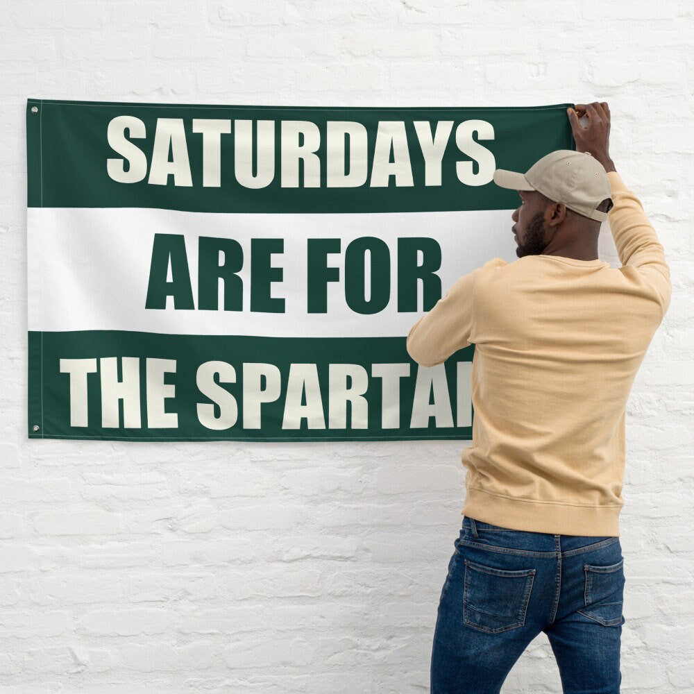 Large State Banner, Saturdays are for the Spartans Tapestry, Dorm, Tailgate Flag