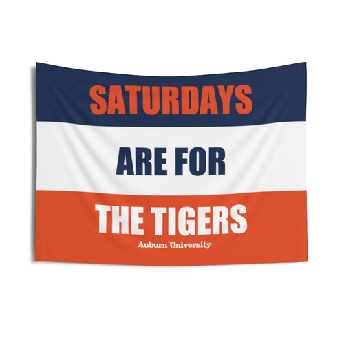 Auburn Banner, Saturdays are for the Tigers Tapestry, Premium Decor, Great Birthday Gift for Him or Her, Man Cave or Game Room