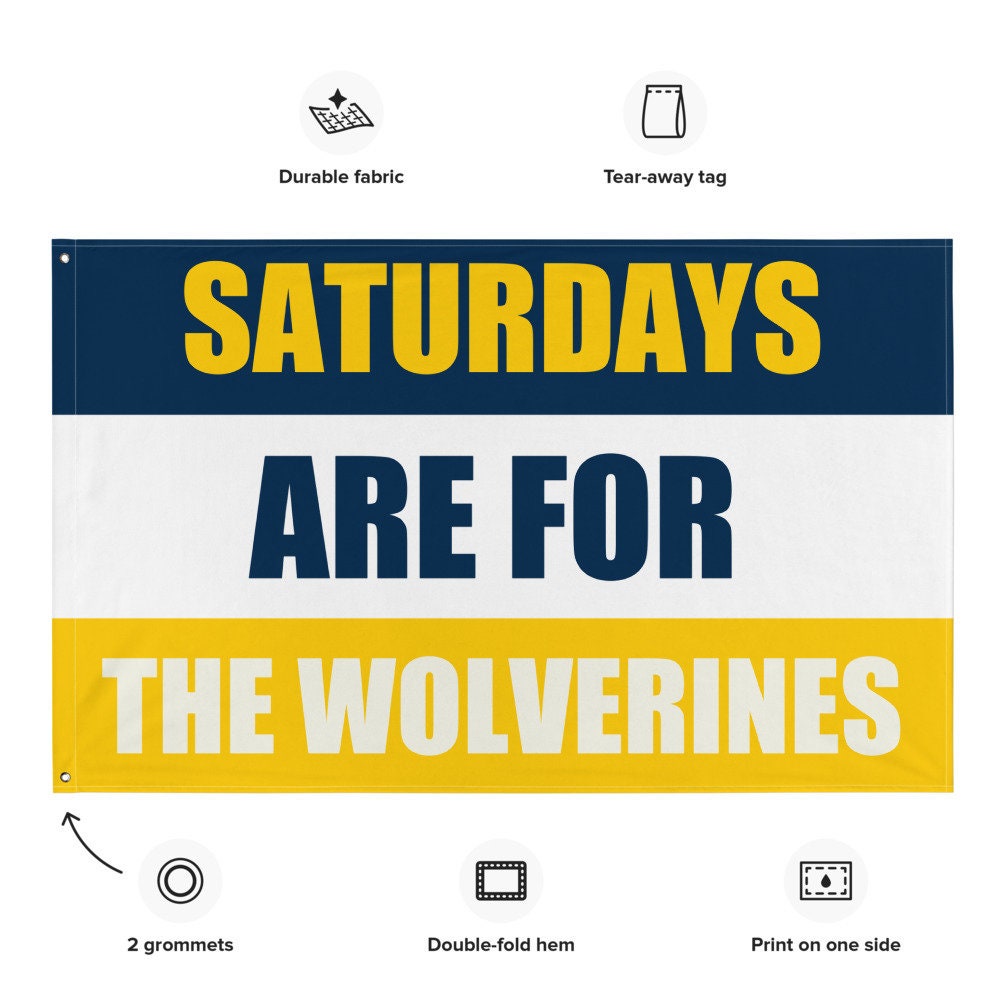 Large   Michigan Banner, Saturdays are for the Wolverines Tapestry, Dorm, Tailgate Flag