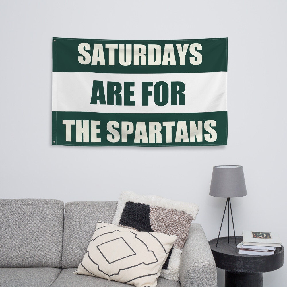 Large State Banner, Saturdays are for the Spartans Tapestry, Dorm, Tailgate Flag