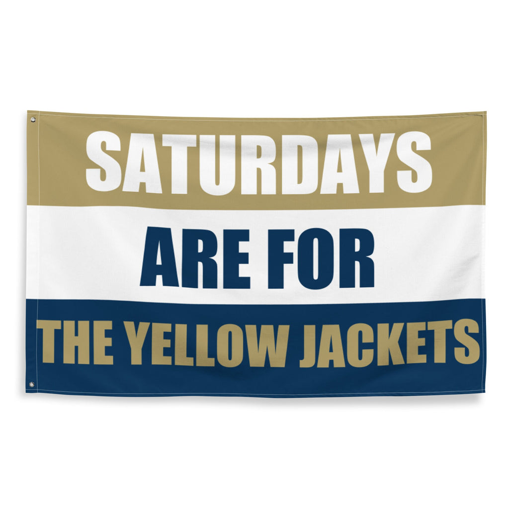 Large Banner, Saturdays are for the Yellow Jackets Tapestry, Dorm, Tailgate Flag, Gift for him