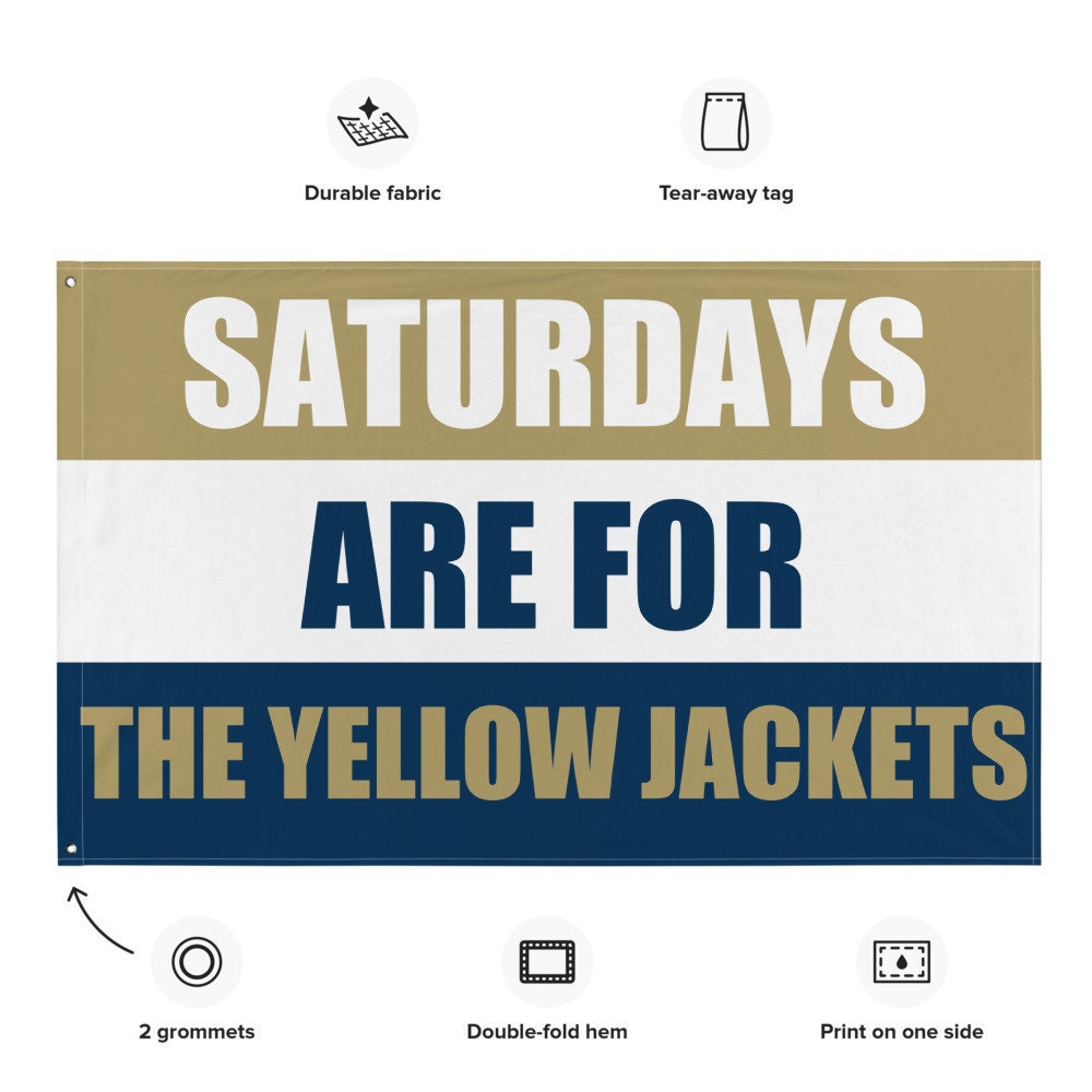 Large Banner, Saturdays are for the Yellow Jackets Tapestry, Dorm, Tailgate Flag, Gift for him