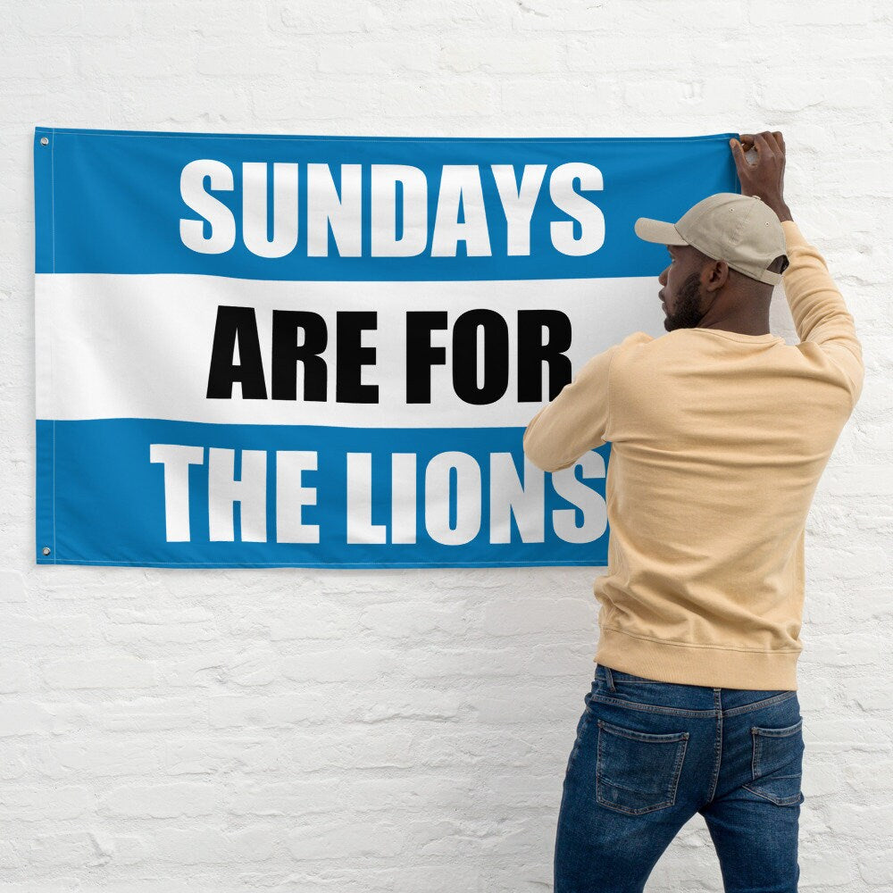 Large Banner, Sundays are for the Detroit Lions , NFL Football Tailgate Flag, Gift for Him