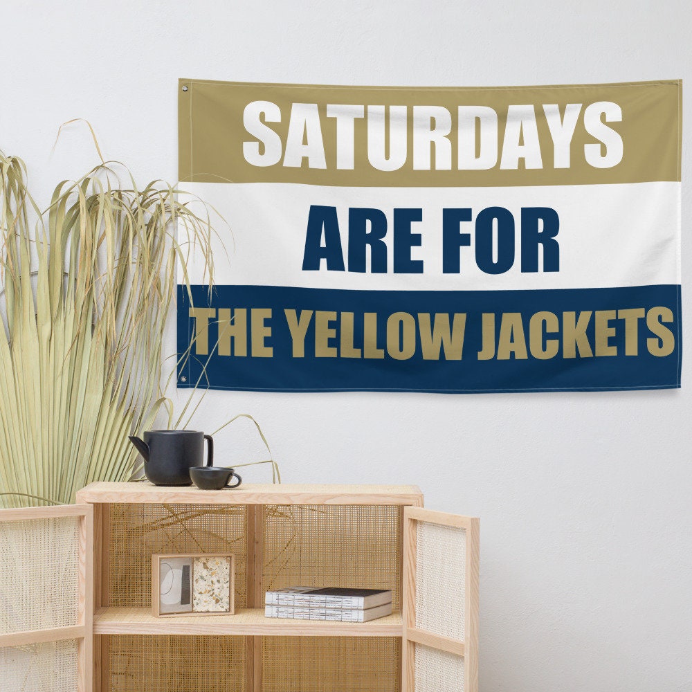 Large Banner, Saturdays are for the Yellow Jackets Tapestry, Dorm, Tailgate Flag, Gift for him