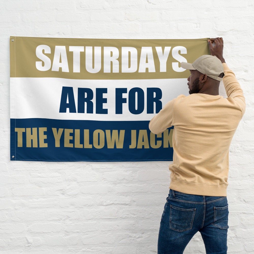 Large Banner, Saturdays are for the Yellow Jackets Tapestry, Dorm, Tailgate Flag, Gift for him
