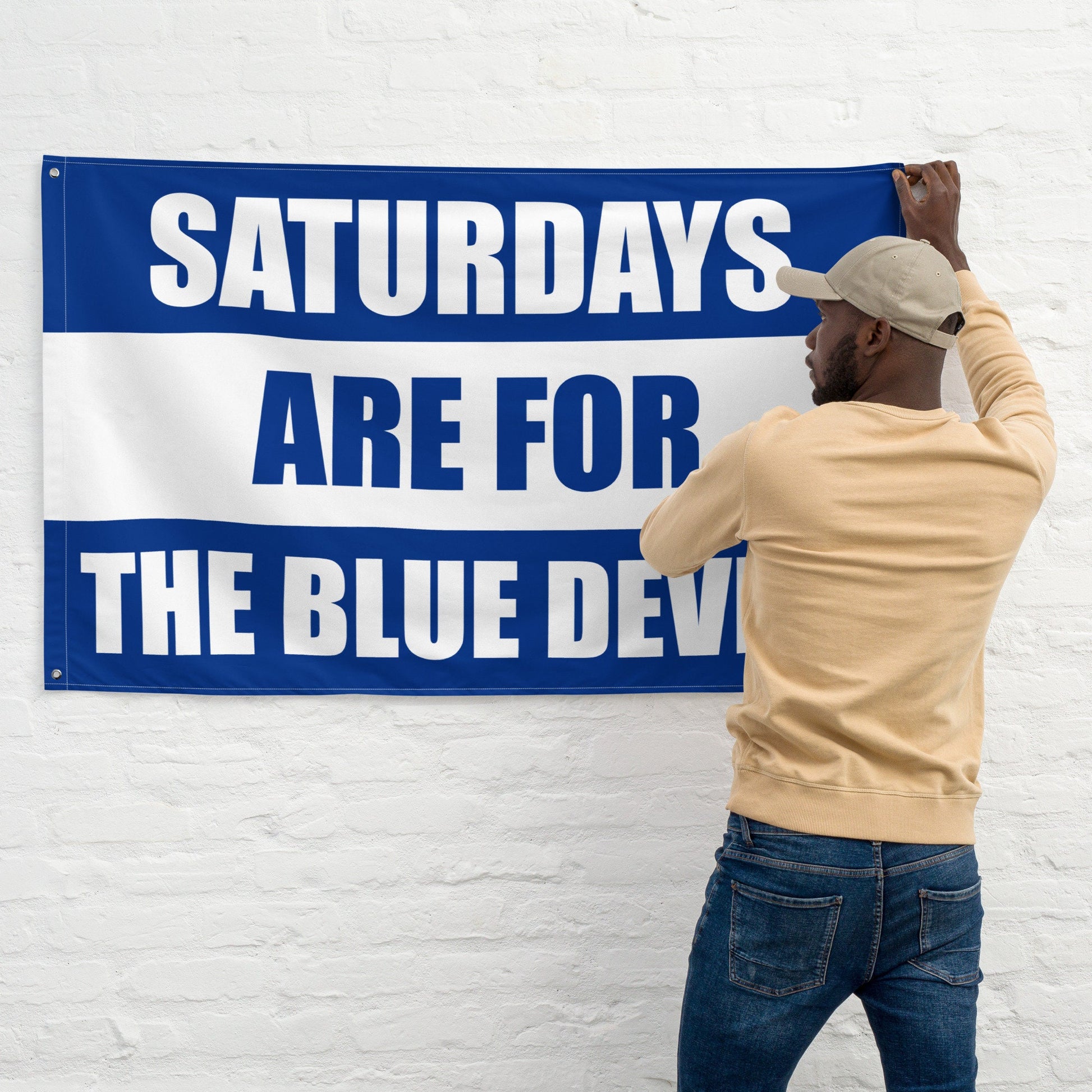 Large Banner, Saturdays are for then Blue Devils Tapestry, Dorm, Tailgate Flag, Gift for Him