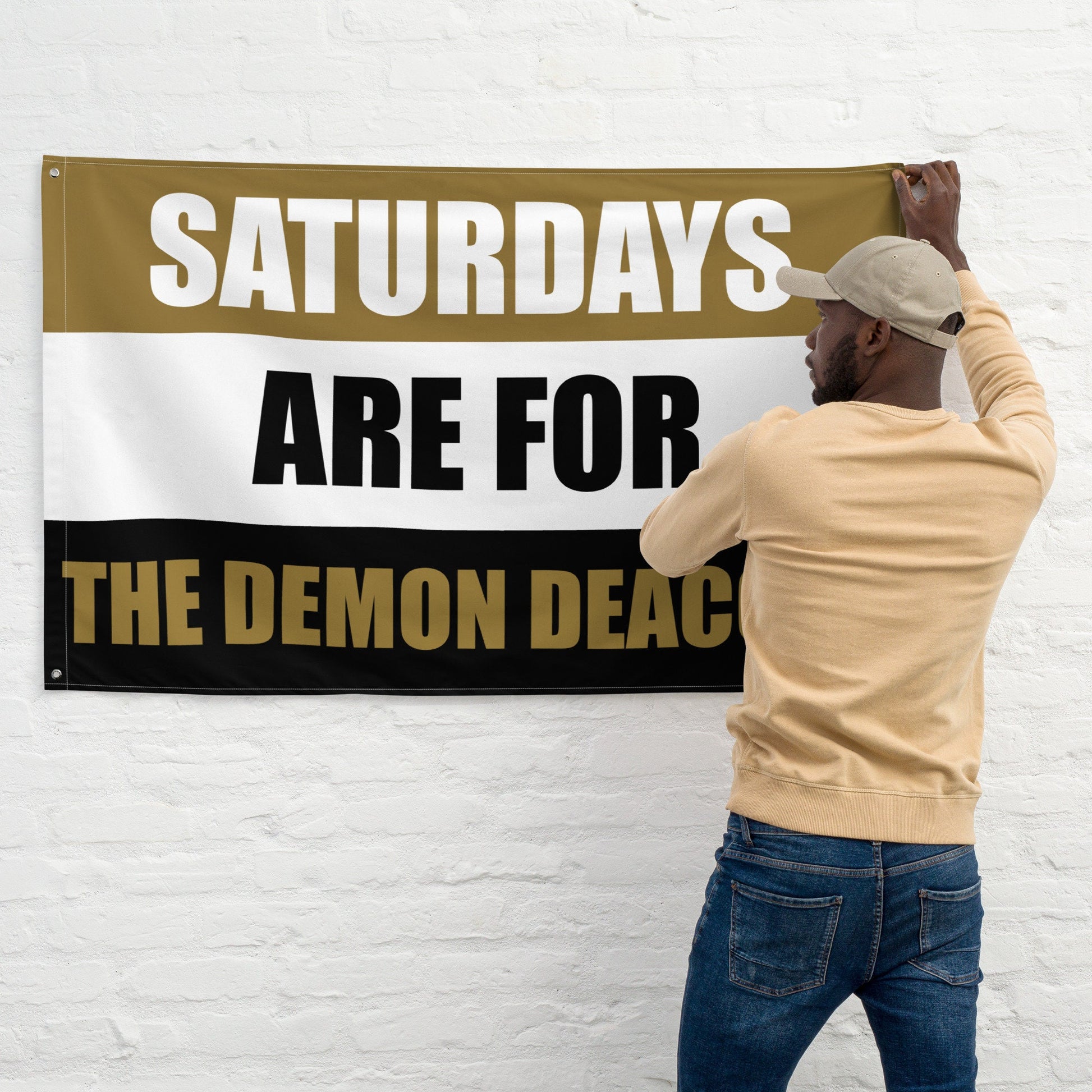 Large Banner, Saturdays are for then Demon Deacons Tapestry, Dorm, Tailgate Football Flag, Gift for Him