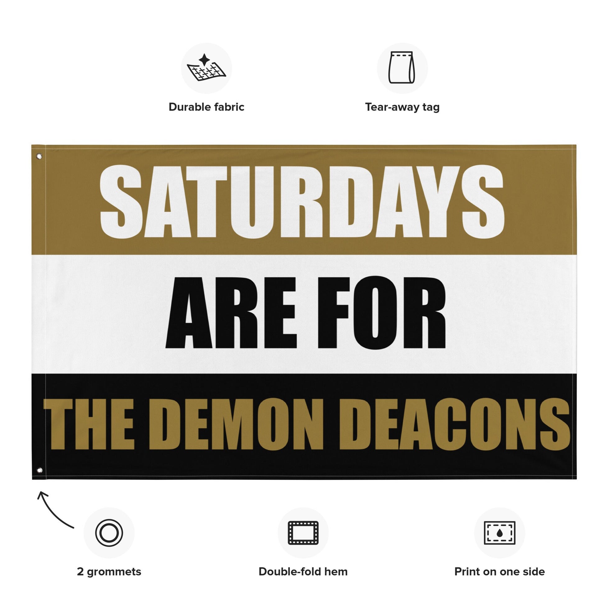 Large Banner, Saturdays are for then Demon Deacons Tapestry, Dorm, Tailgate Football Flag, Gift for Him