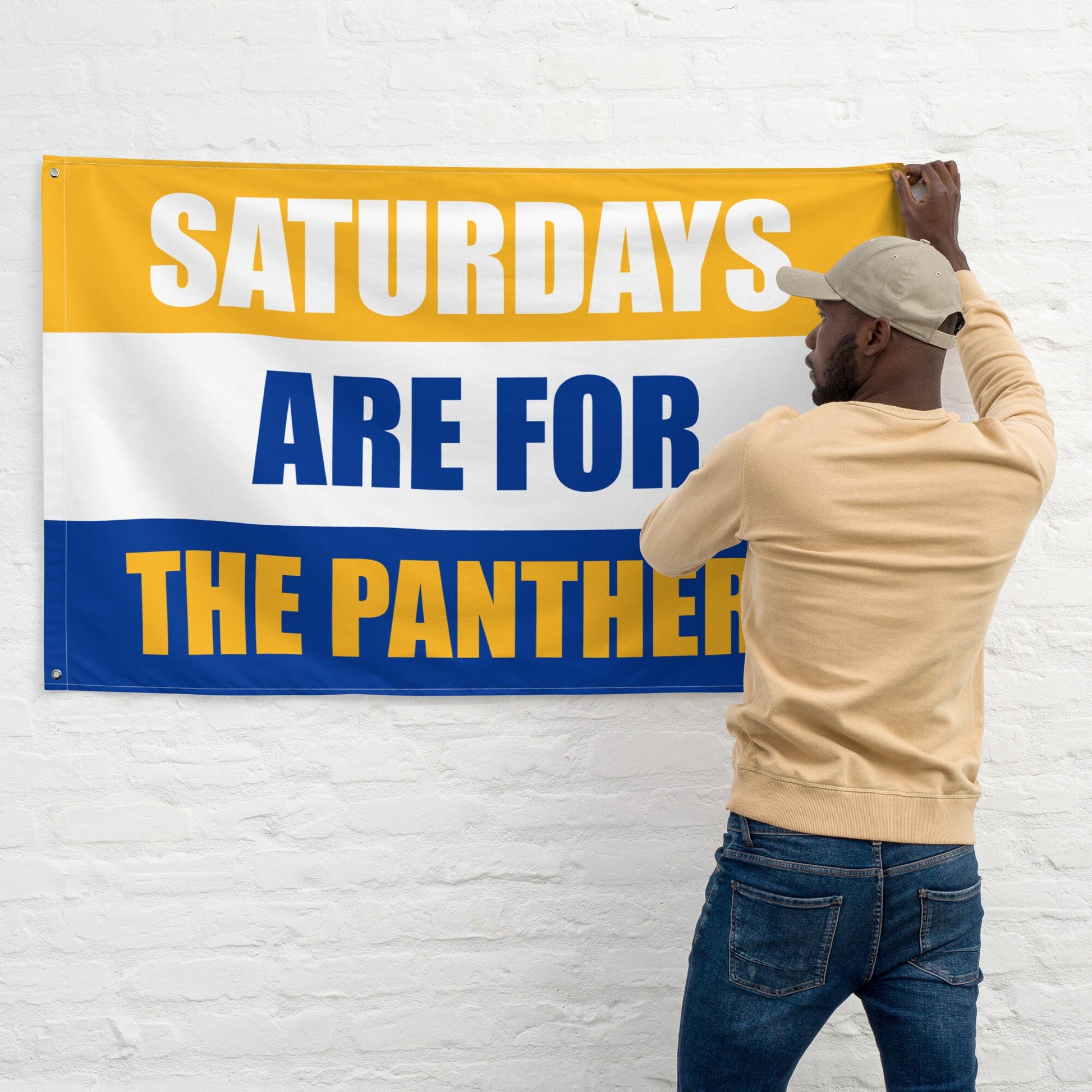 Large Banner, Saturdays are for then Panthers Tapestry, Dorm, Tailgate Flag, Gift for Him