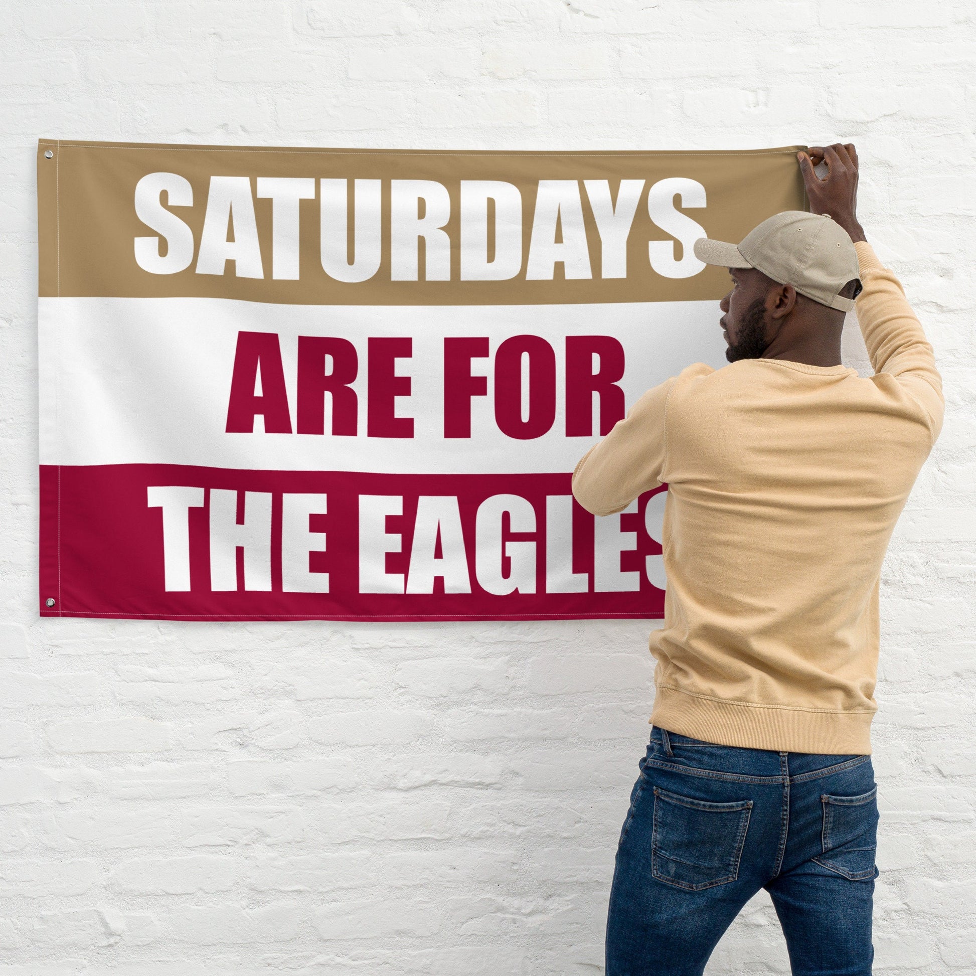 Large Banner, Saturdays are for then Eagles Tapestry, Dorm, Tailgate Flag, Gift for Him