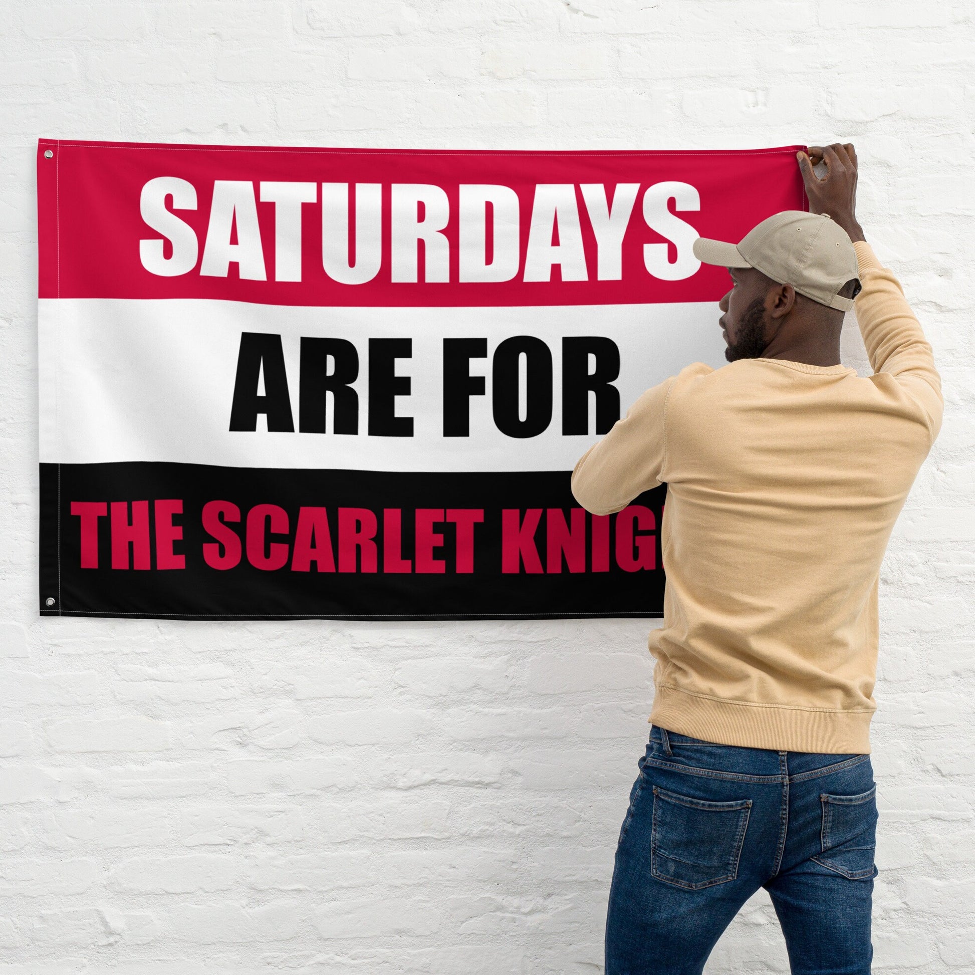 Large Banner, Saturdays are for the Scarlet Knights Tapestry, Dorm, Tailgate Flag, Gift for Him