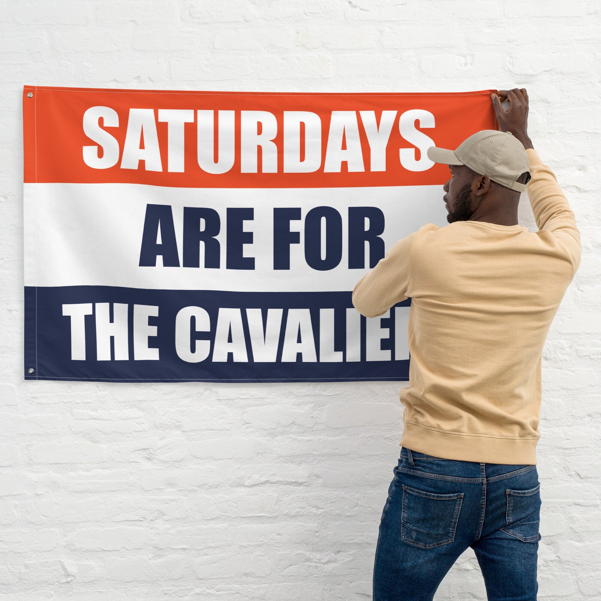 Large Banner, Saturdays are for then Cavaliers Tapestry, Dorm, Tailgate Football Flag, Gift for Him
