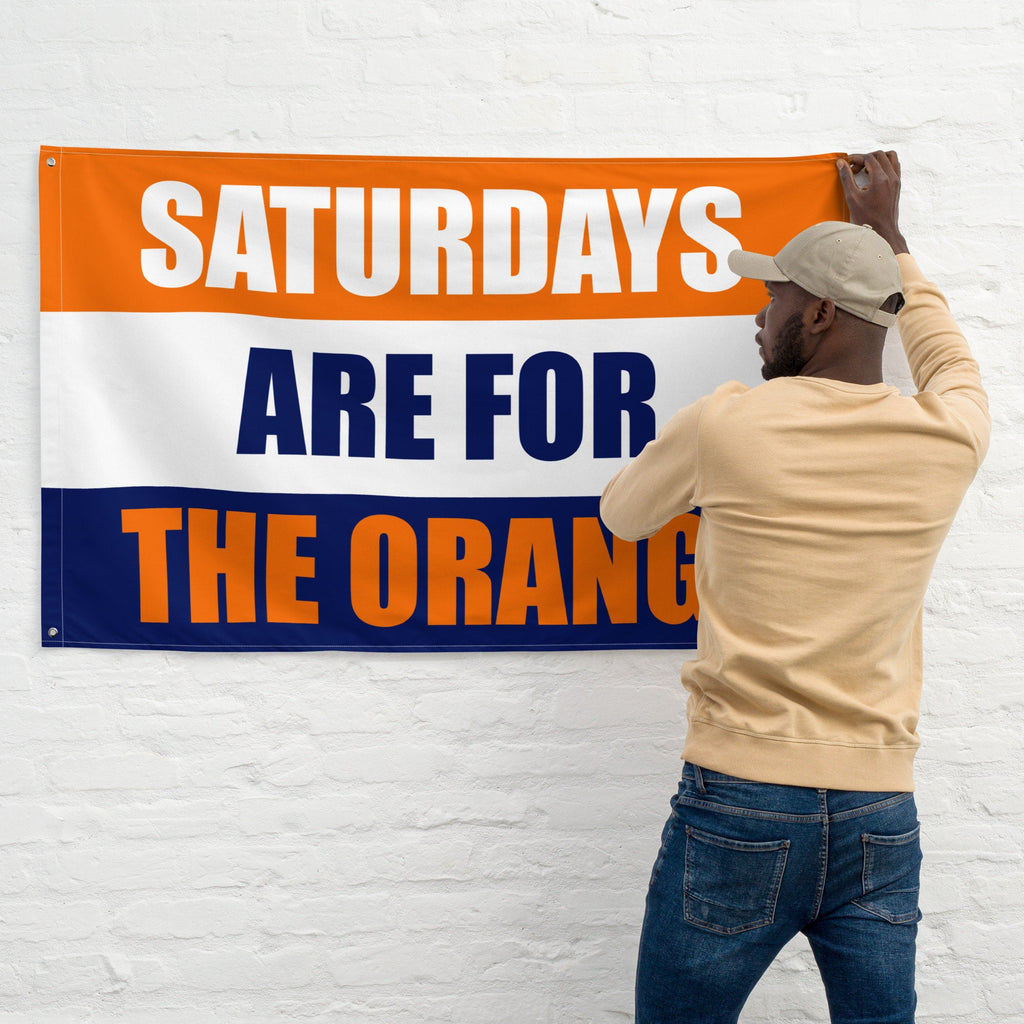 Large Banner, Saturdays are for then Orange Tapestry, Dorm, Tailgate Football Flag, Gift for Him