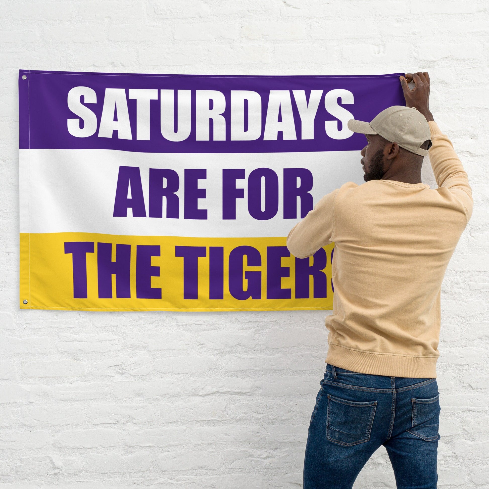 Large Banner, Saturdays are for the Tigers Tapestry, Dorm, Tailgate Flag, Gift for Him