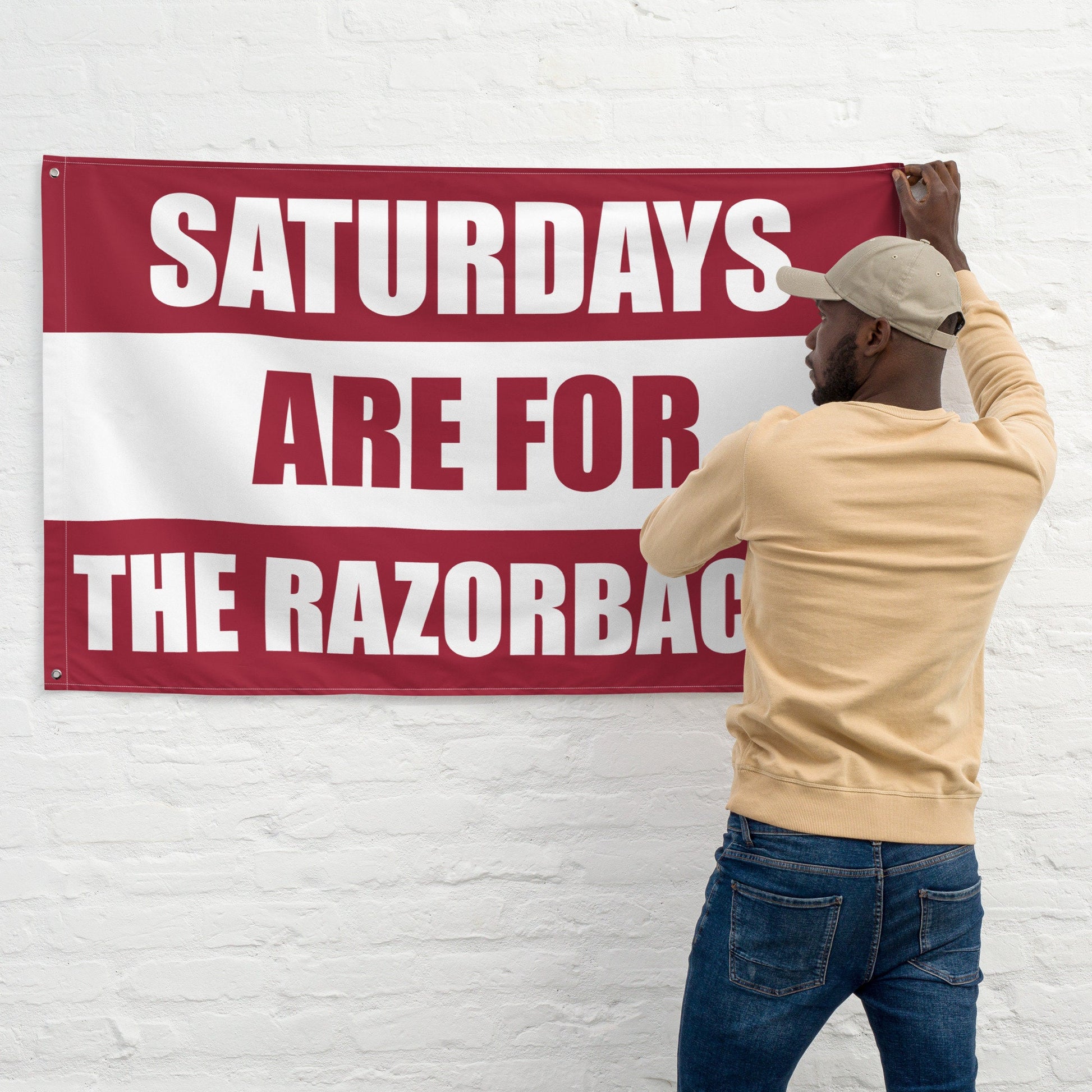 Large Banner, Saturdays are for the Razorbacks Tapestry, Dorm, Tailgate Flag, Gift for Him