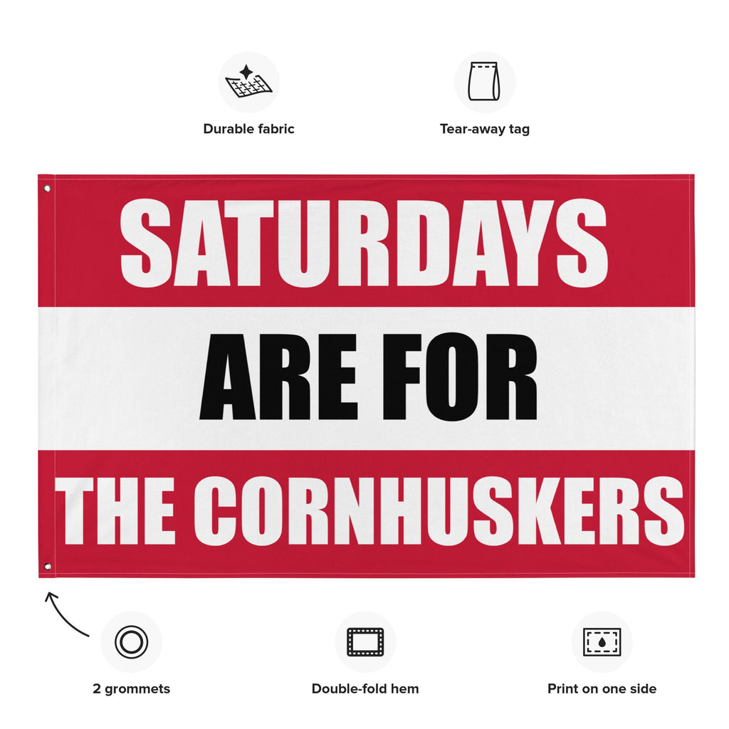 Large Banner, Saturdays are for the Cornhuskers Tapestry, Dorm, Tailgate Flag, Gift for Him
