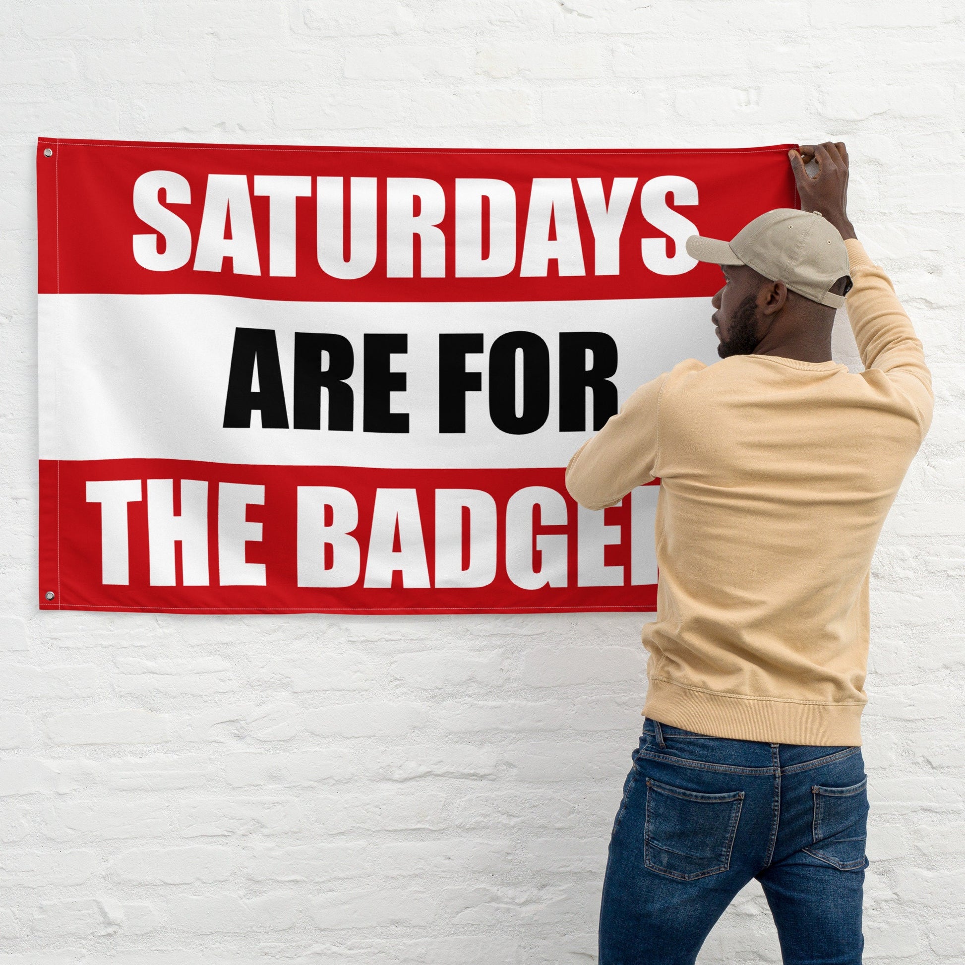 Large Banner, Saturdays are for the Badgers Tapestry, Dorm, Tailgate Flag, Gift for Him