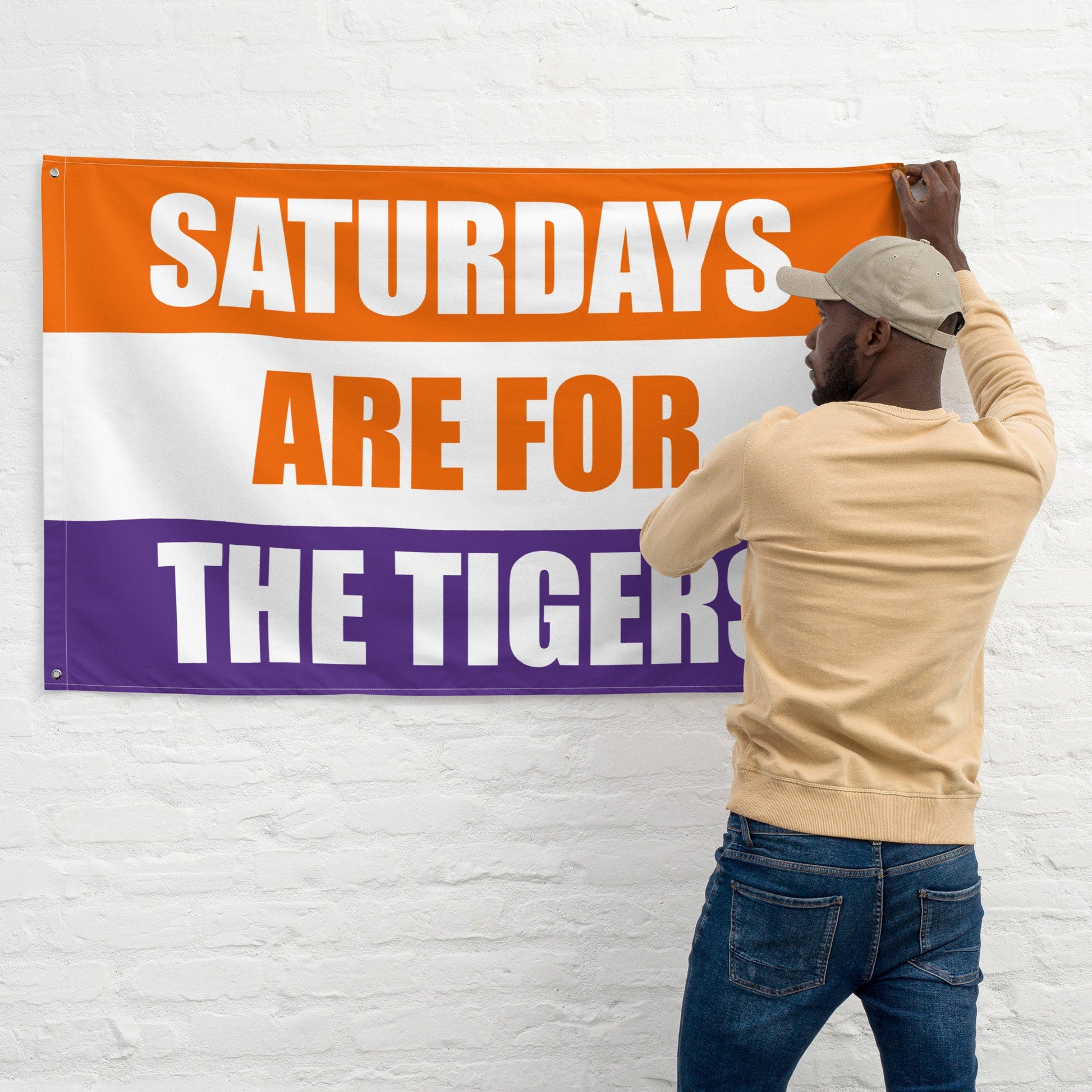 Large Banner, Saturdays are for the Tigers Tapestry, Dorm, Tailgate Flag, Gift for Him