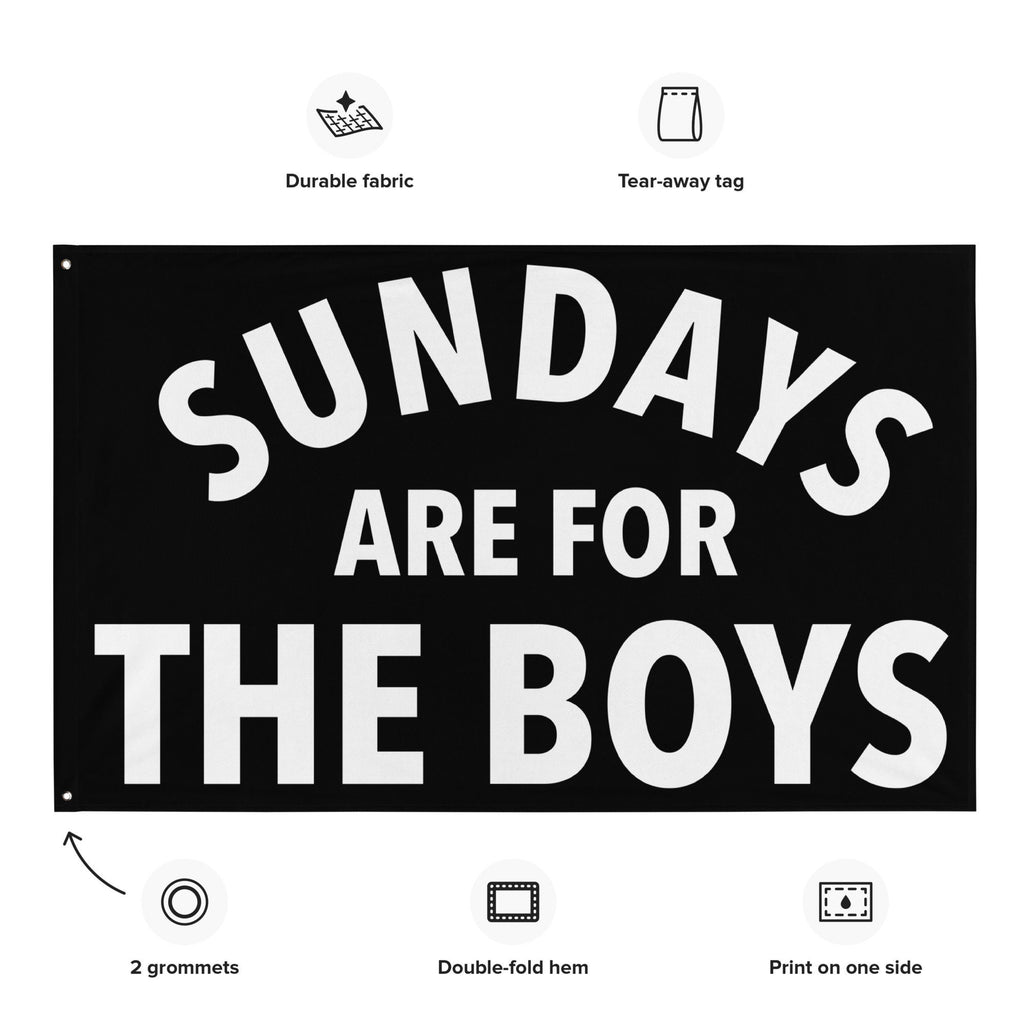 Large Banner, Sundays are for the Boys Tapestry, Dorm, Tailgate Flag, Gift for Him Black