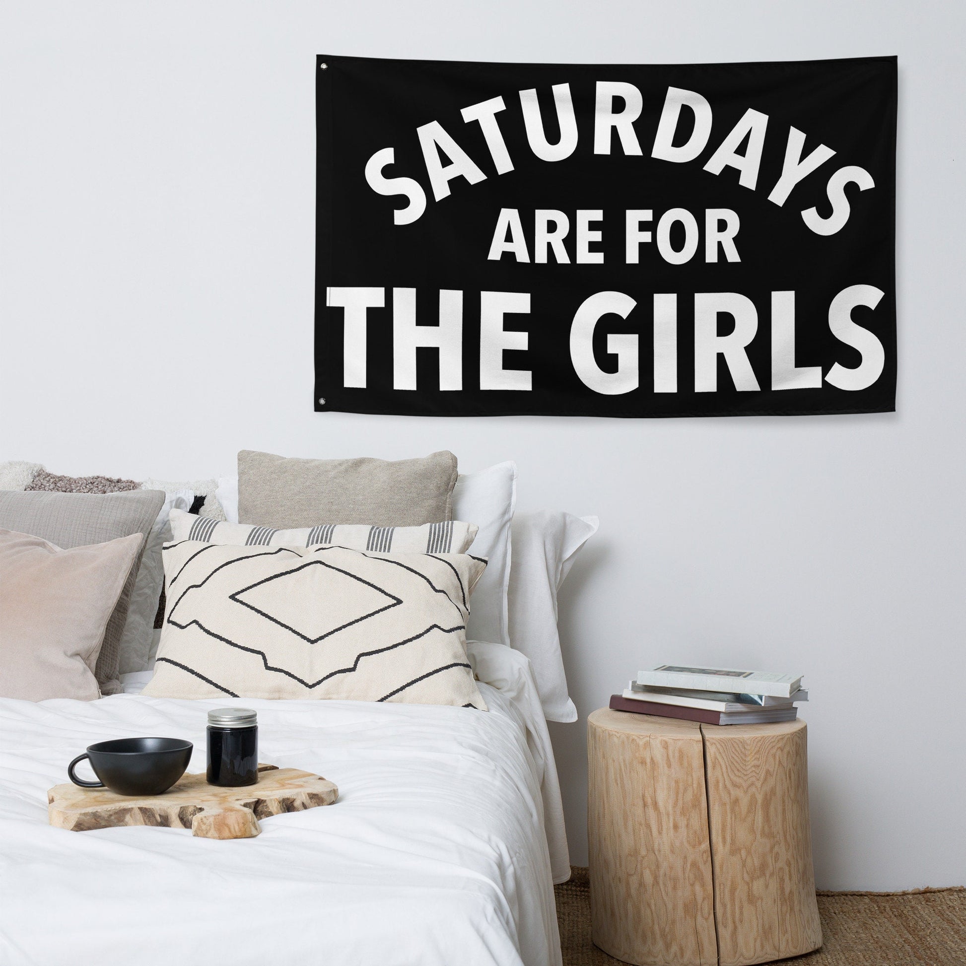 Saturdays are for the Girls, Black Flag Banner | Gift for Her, Dorm, Sorority College, Tailgate, Sorority Decoration