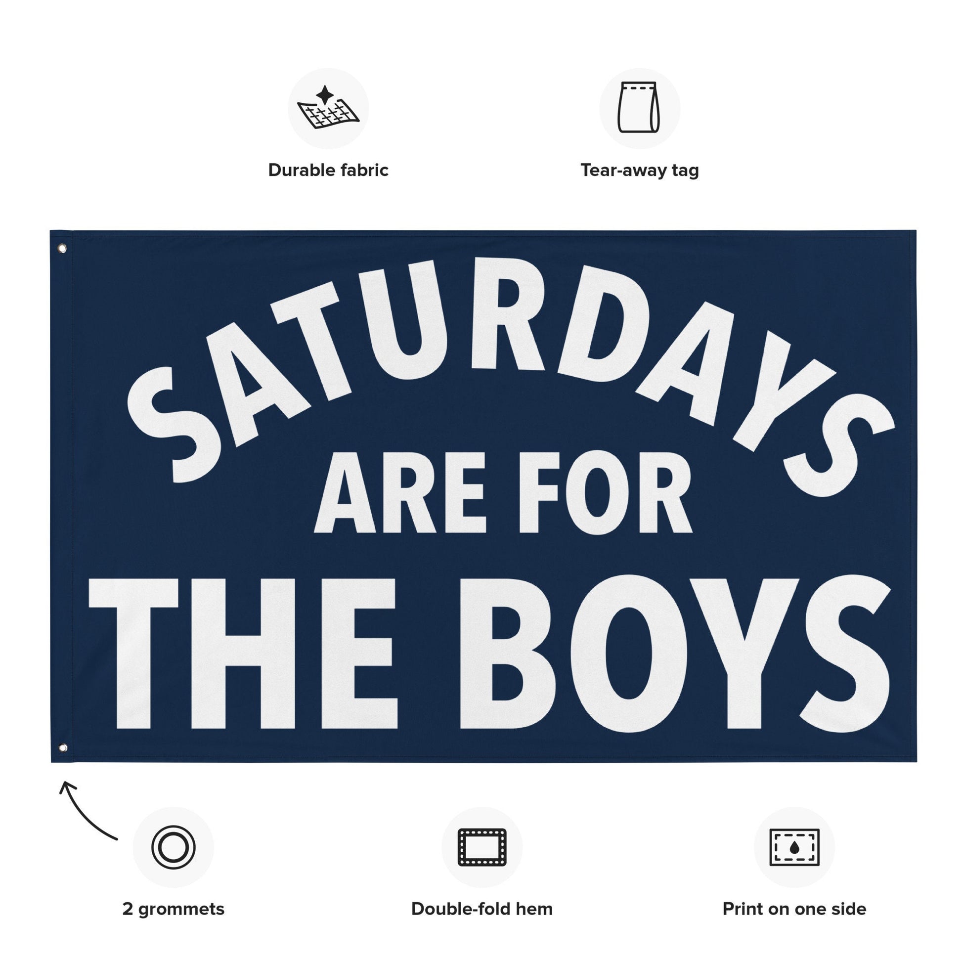 Saturdays are for the Boys, Navy Blue Flag Banner | Gift for Him, Dorm, College, Tailgate, Decoration, Tapestry