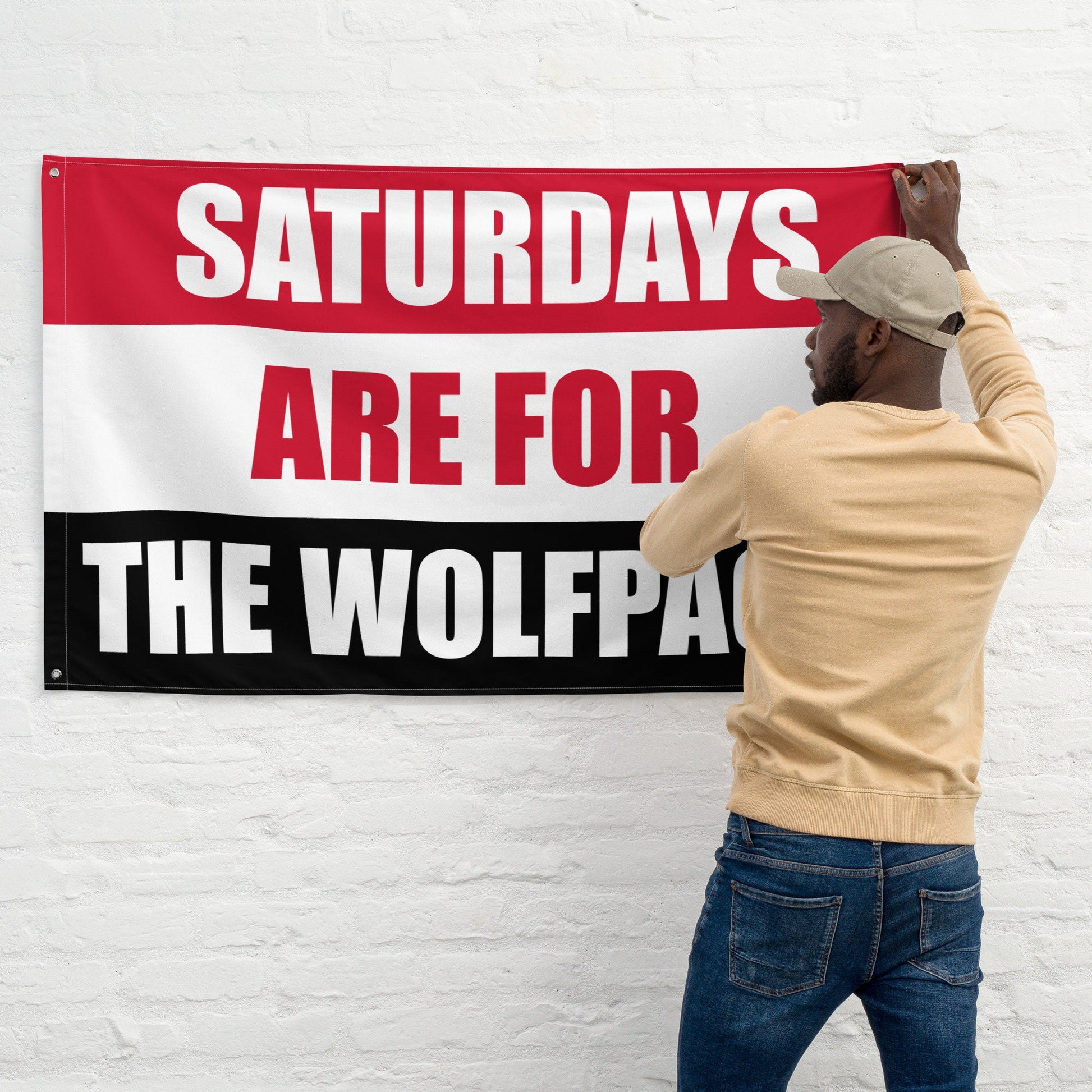 Saturdays are for the Wolfpack, Flag Banner | Gift for Him, Dorm, College, Tailgate, Decoration