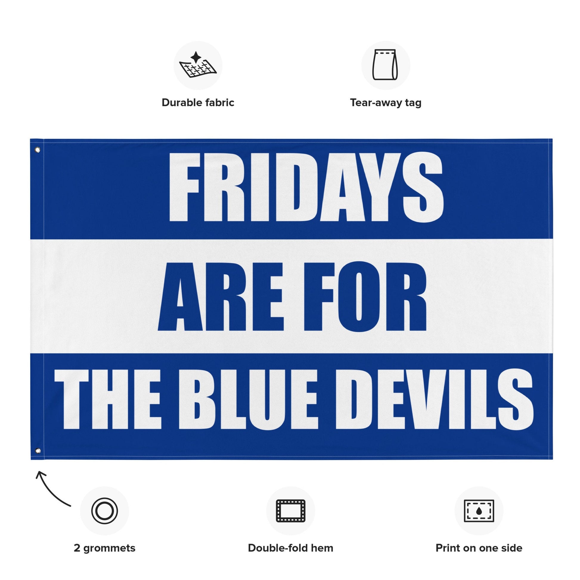 Large Banner, Fridays are for then Blue Devils Tapestry, Dorm, Tailgate Flag, Gift for Him copy
