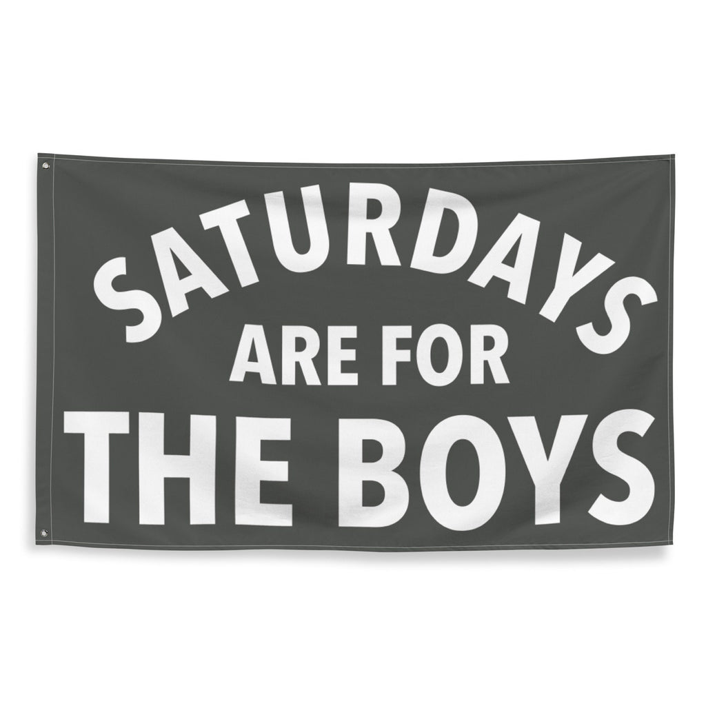 Large Banner, Saturdays are for the Boys Tapestry, Dorm, Tailgate Flag, Gift for Him Grey