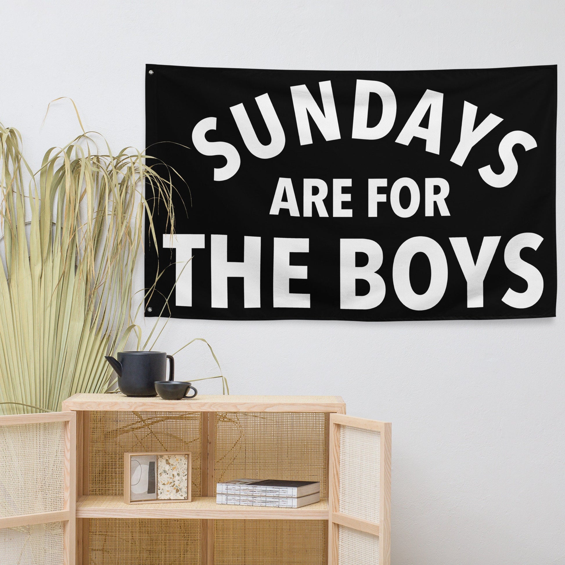 Large Banner, Sundays are for the Boys Tapestry, Dorm, Tailgate Flag, Gift for Him Black
