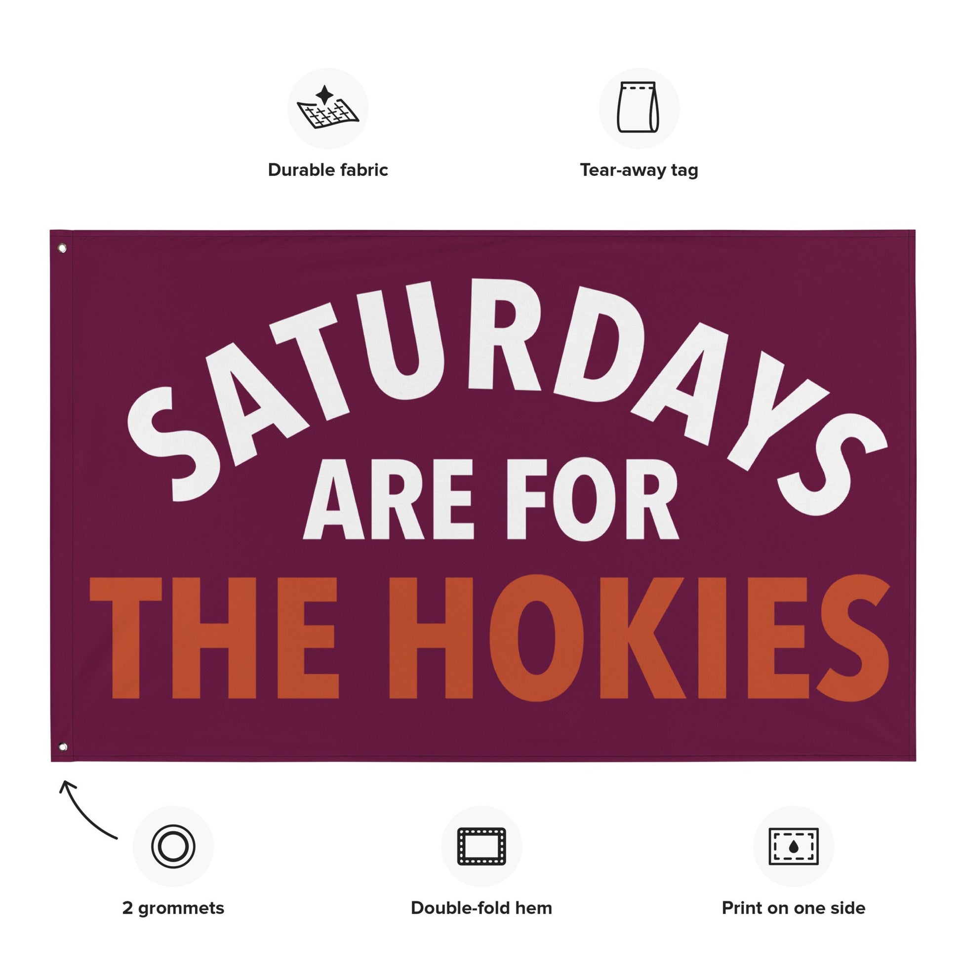 Large Banner, Saturdays are for the Hokies Tapestry, Dorm, Tailgate Flag, Gift for Him/Her