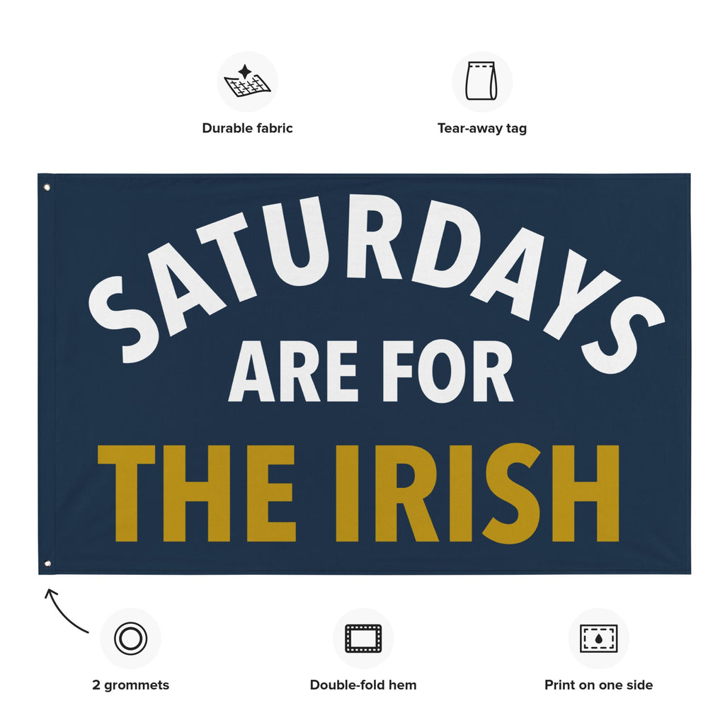 Large Banner, Saturdays are for the Irish Tapestry, Dorm, Tailgate Flag, Gift for Him/Her