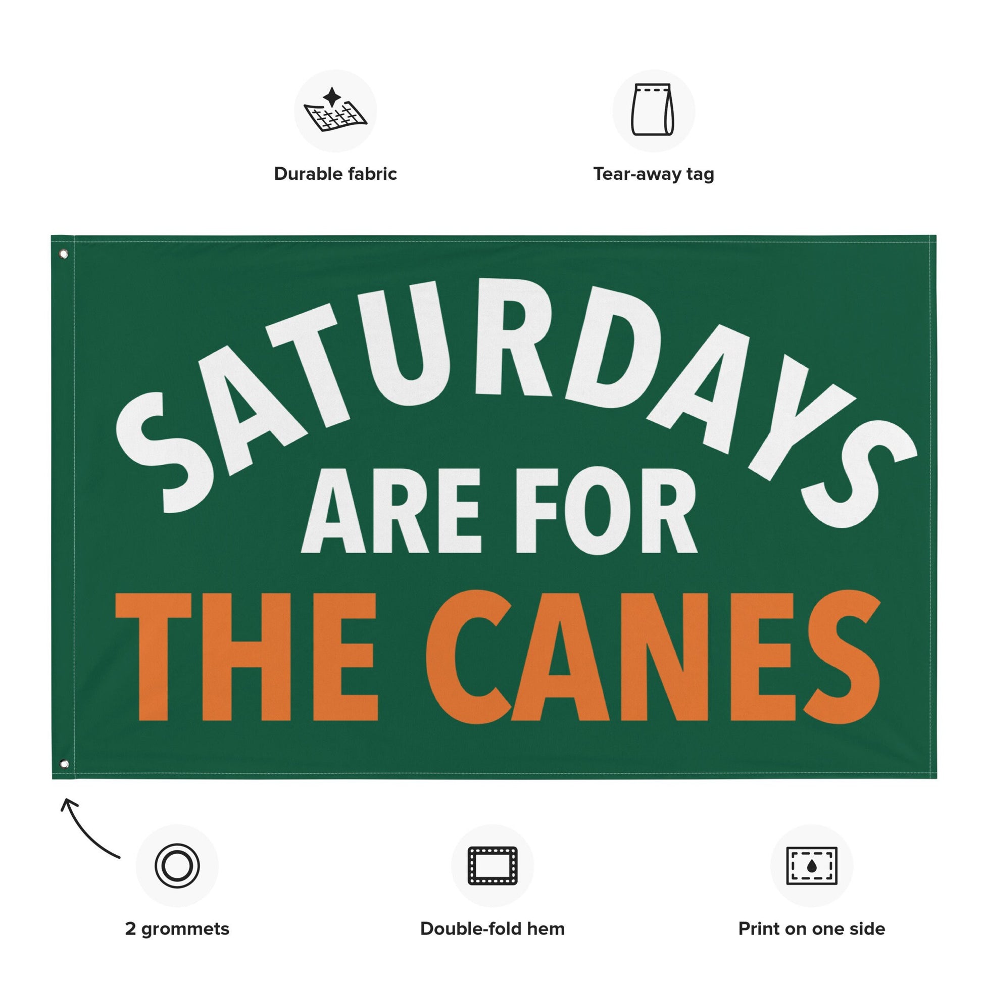 Large Banner, Saturdays are for the Canes Tapestry, Dorm, Tailgate Flag, Gift for Him/Her