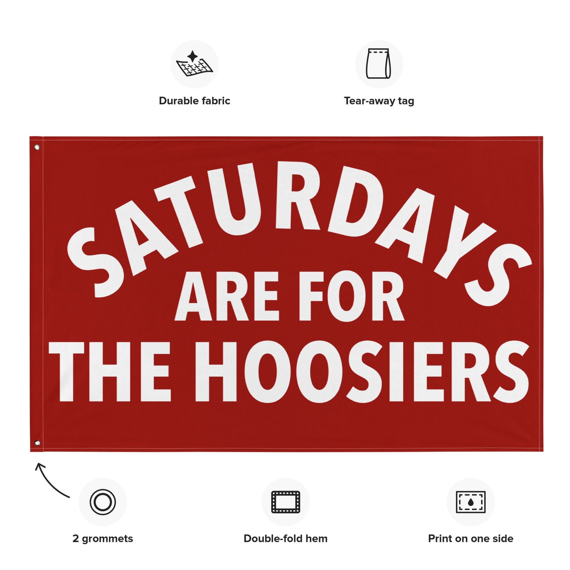 Large Banner, Saturdays are for the Hoosiers Tapestry, Dorm, Tailgate Flag, Gift for Him/Her