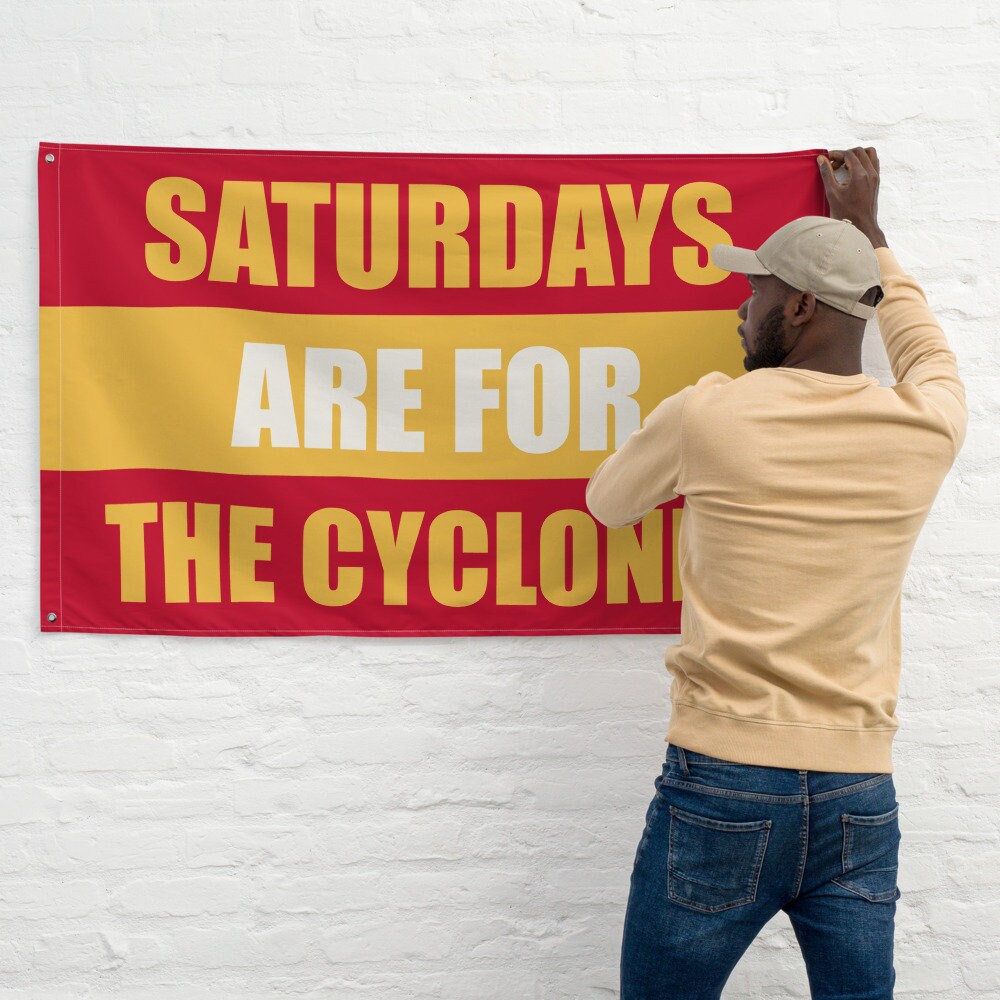 Large Banner, Saturdays are for the Cyclones Tapestry, Dorm, Tailgate Flag, Gift for Him