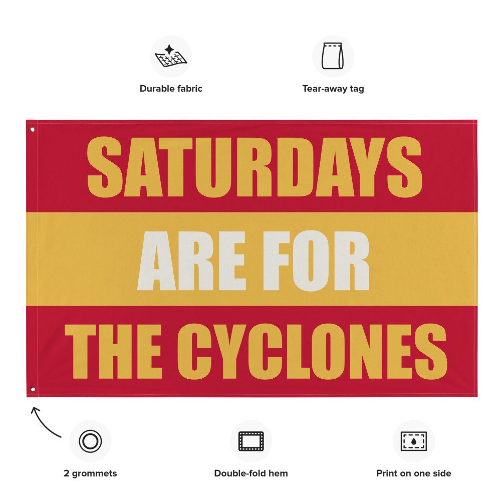 Large Banner, Saturdays are for the Cyclones Tapestry, Dorm, Tailgate Flag, Gift for Him