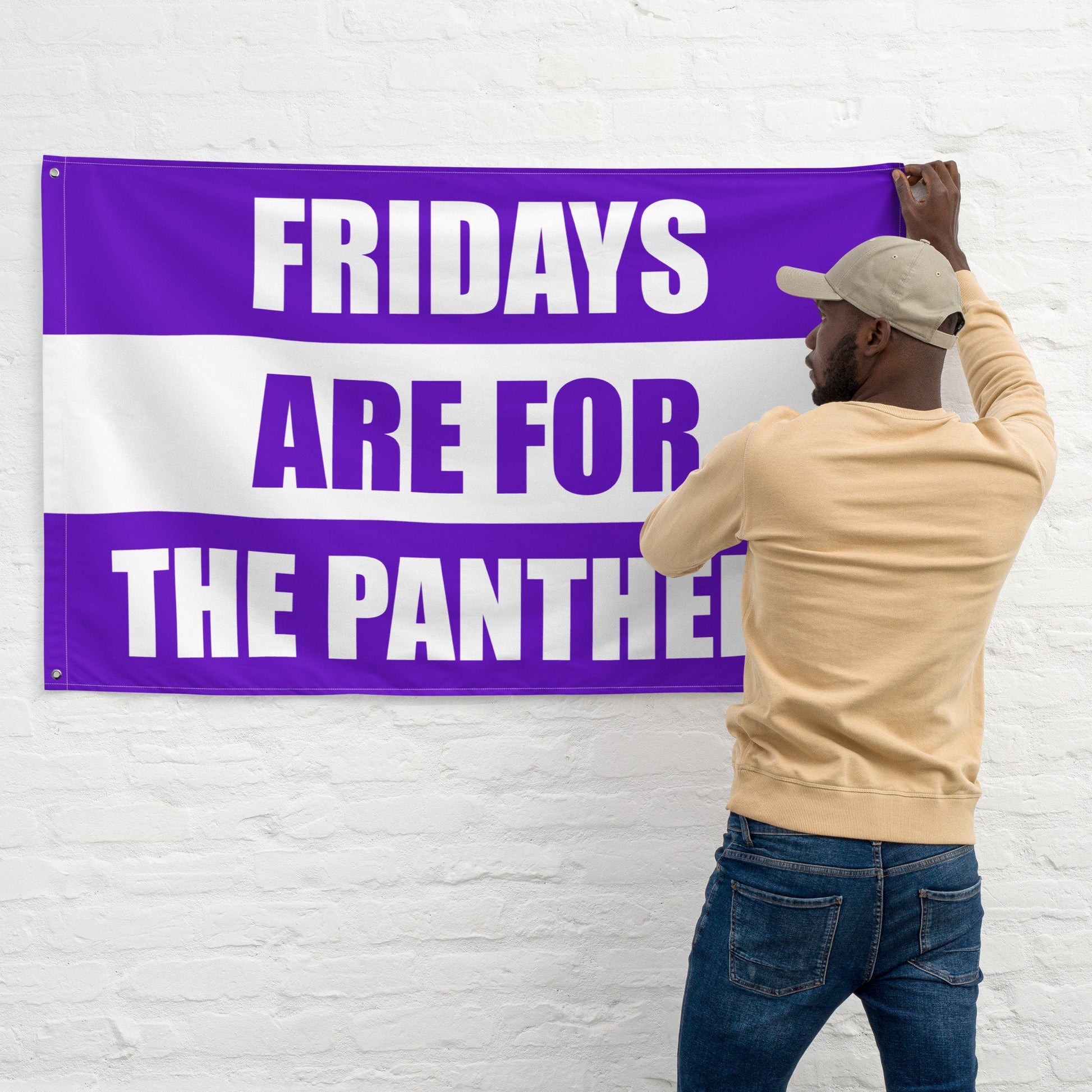 Large Banner, Fridays are for the Panthers Purple Tapestry, Dorm, Tailgate Flag, Gift for Him/Her