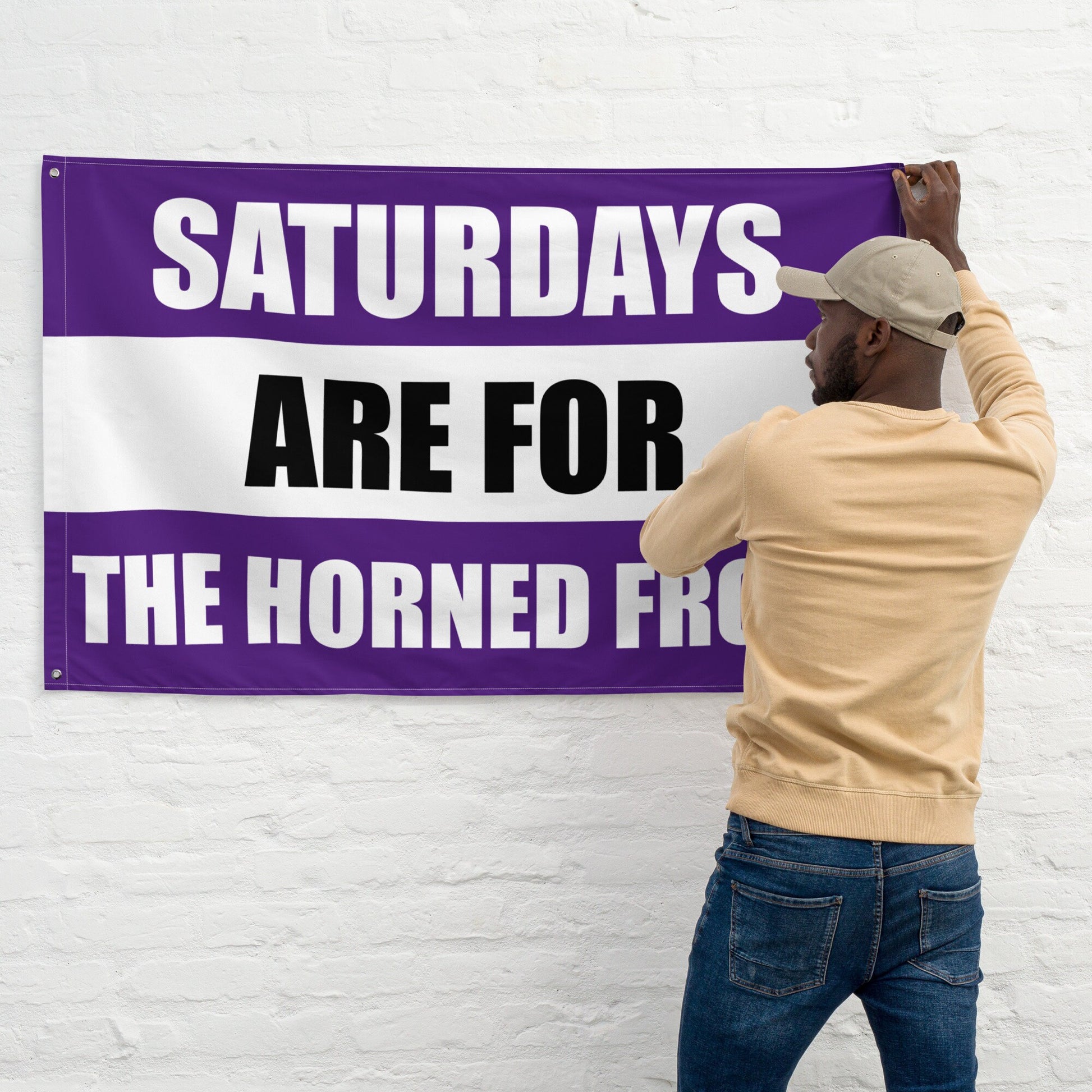 Large Horned Frogs Banner, Saturdays are for the Horned Frogs Tapestry, Dorm, Football Tailgate Flag Gift for Him