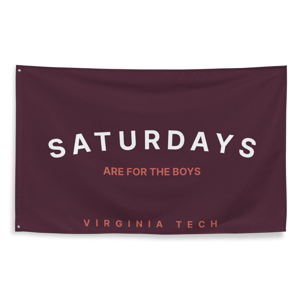 Virginia Tech Hokies, Saturdays are for the Boys, Flag Banner | Gift for Him, Dorm, College, Tailgate, Minimal Retro Modern Farmhouse