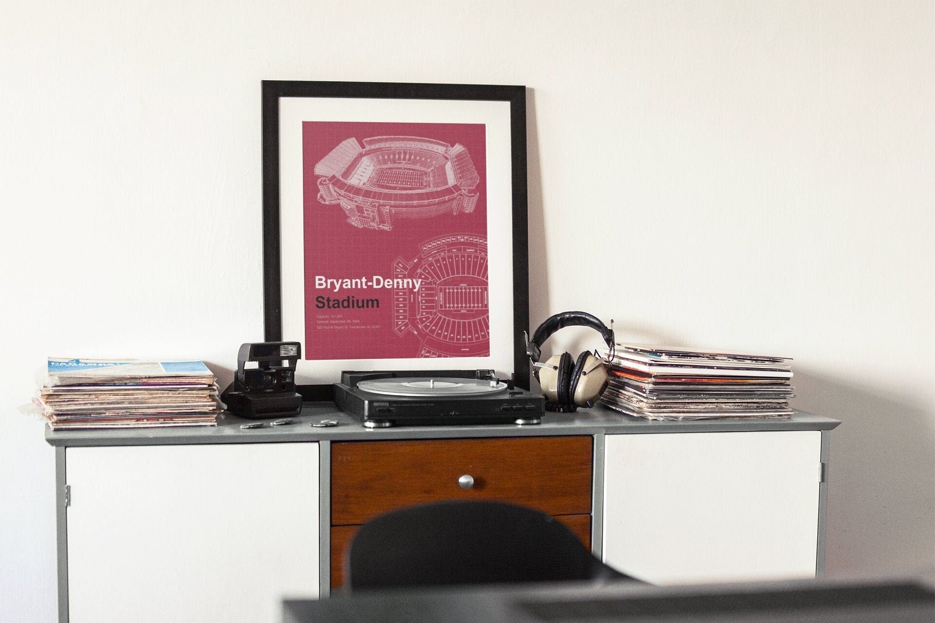 Bryant-Denny Stadium Wall Artwork, University of Alabama Football Blueprint Schematic Print Gift for Him Decor