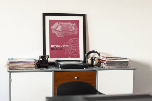 Bryant-Denny Stadium Wall Artwork, University of Alabama Football Blueprint Schematic Print Gift for Him Decor