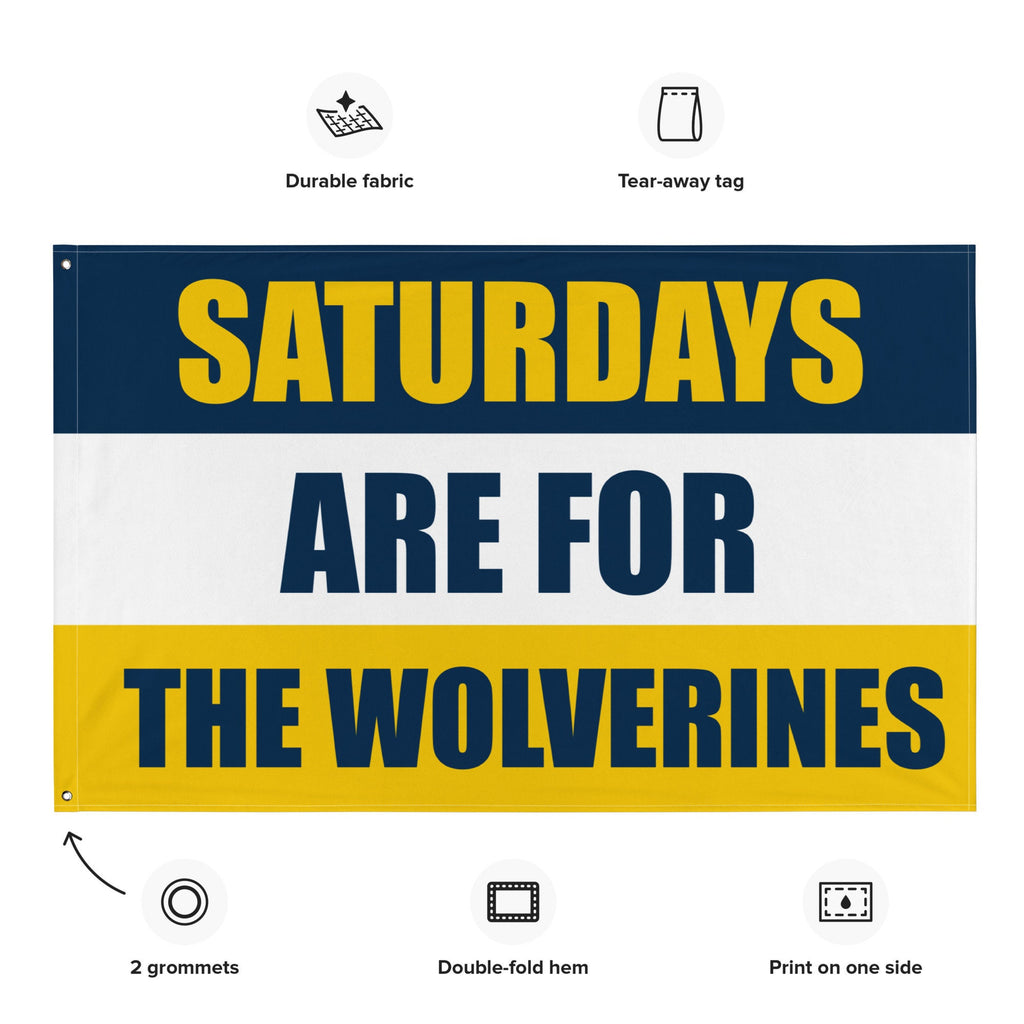 Large Banner, Saturdays are for the Wolverines Tapestry, Dorm, Tailgate Flag, Gift for Him