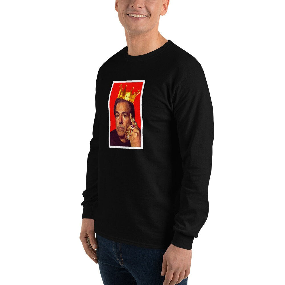 Nick Saban Crown University of Alabama Football Coach Novelty Long Sleeve Shirt, Tailgate outfit Gift for him, Roll Tide