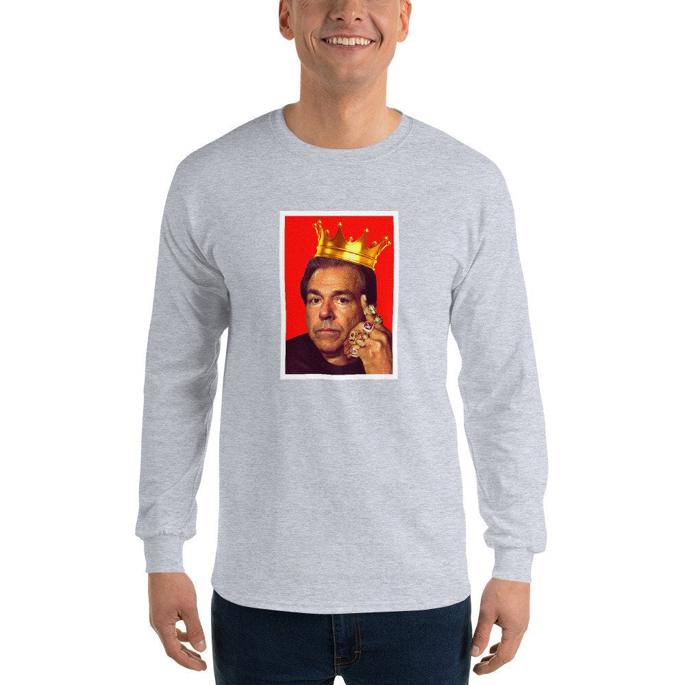 Nick Saban Crown University of Alabama Football Coach Novelty Long Sleeve Shirt, Tailgate outfit Gift for him, Roll Tide