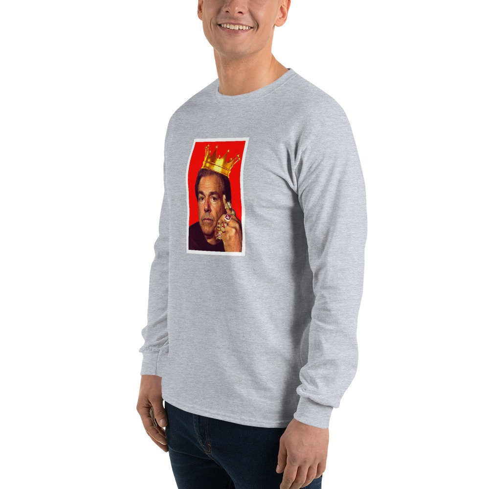 Nick Saban Crown University of Alabama Football Coach Novelty Long Sleeve Shirt, Tailgate outfit Gift for him, Roll Tide