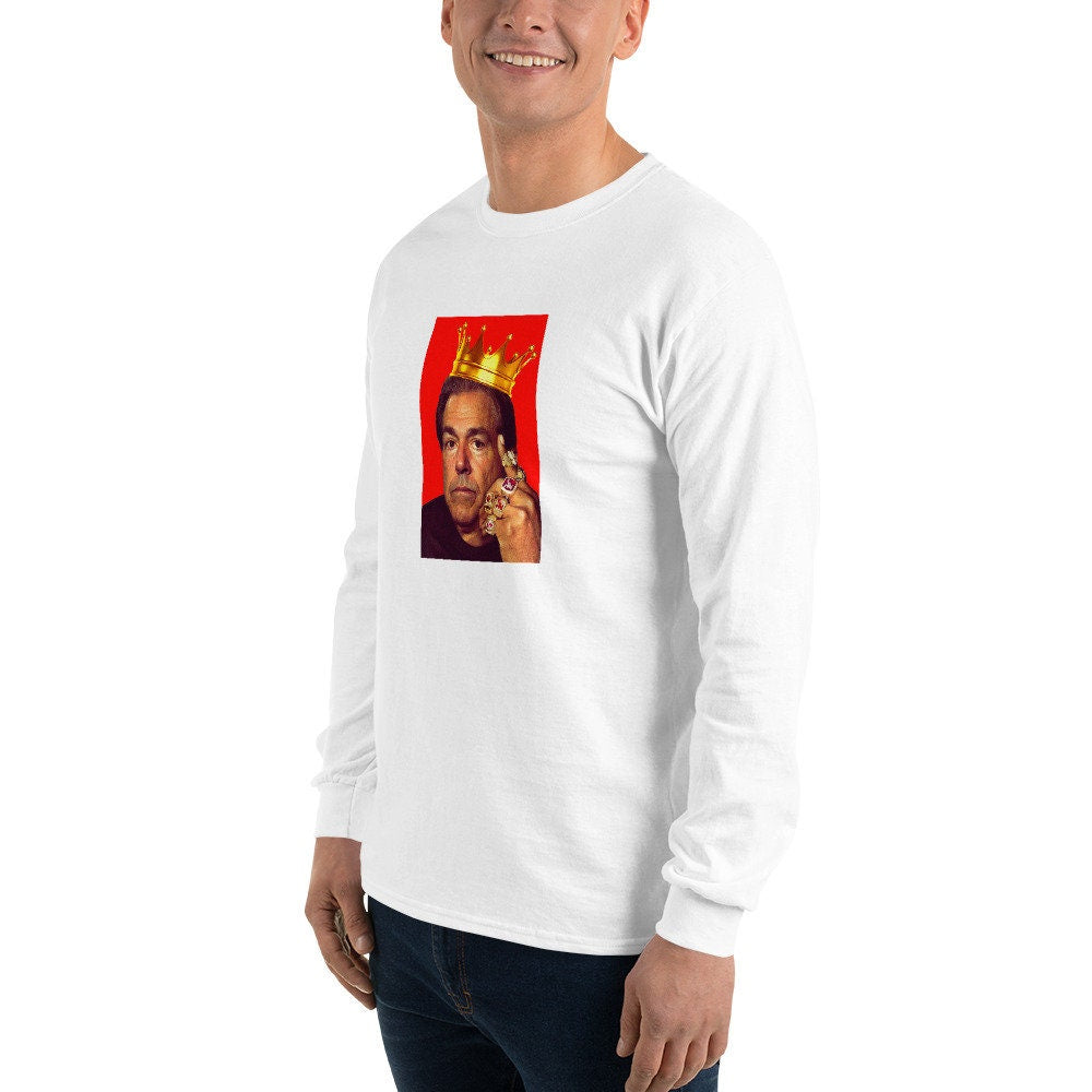 Nick Saban Crown University of Alabama Football Coach Novelty Long Sleeve Shirt, Tailgate outfit Gift for him, Roll Tide