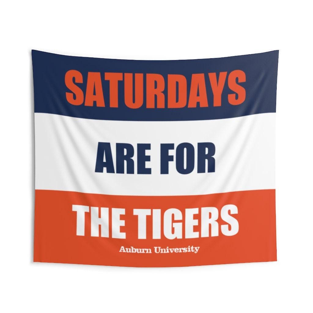 Auburn Banner, Saturdays are for the Tigers Tapestry, Premium Decor, Great Birthday Gift for Him or Her, Man Cave or Game Room